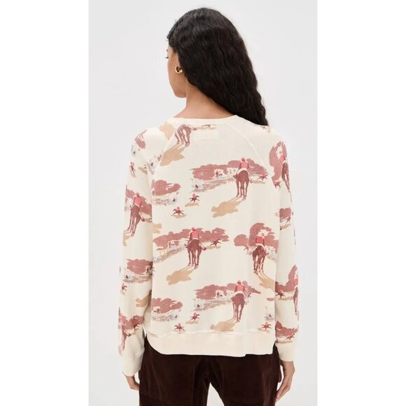 THE GREAT. The Slouch horse Cotton Sweatshirt - White Patt size 0/ XS - Picture 2 of 8